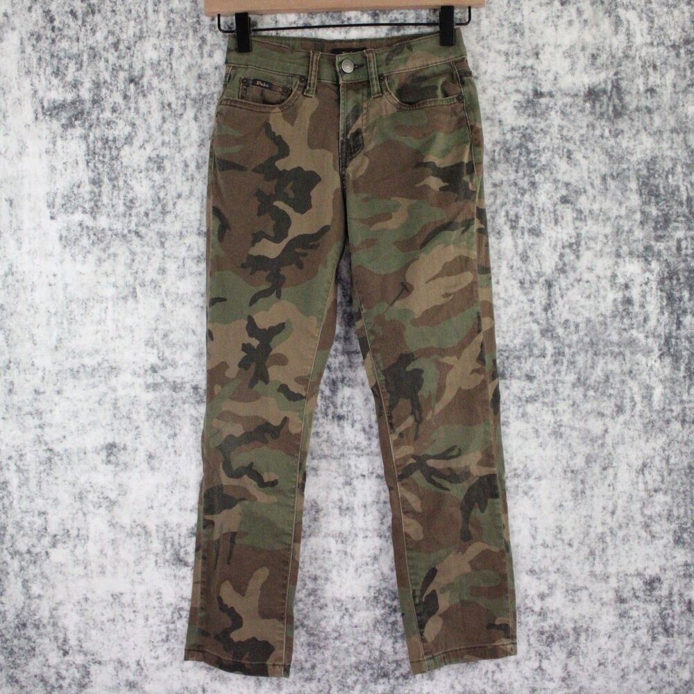 Polo Ralph Lauren Jeans Boys Size 8 Green Camo The Sullivan Slim Denim